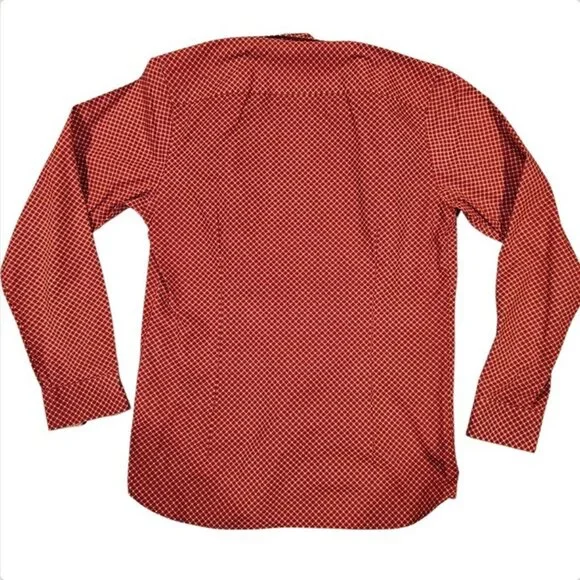 Ted Baker London Mens Slim Fit Red Diamond Print Button-Down Shirt Size 3 Cotton - Picture 3 of 7